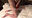 膝立ち寸止め手コキ (1/3)