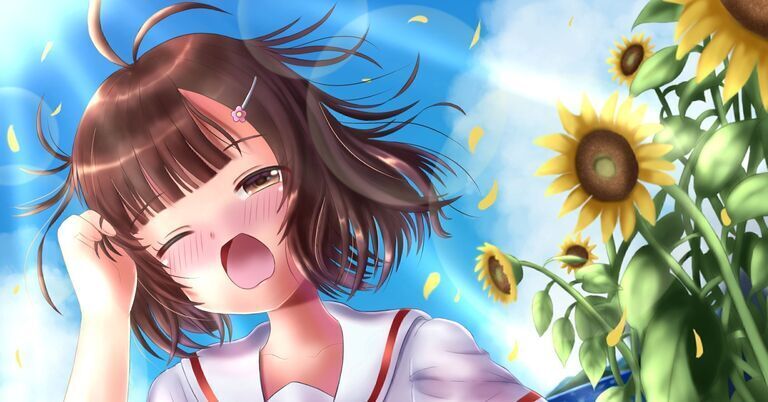 制服裸足 イラスト オリジナル 海とひまわりと制服裸足jk 夏風あおいのファンティア 夏風あおい の投稿 ファンティア Fantia