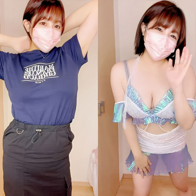 【プラン動画🎥】Hカップ女子がマーメイド水着に生着替えしたよ❤️