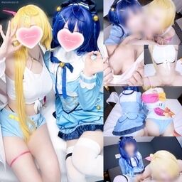 💛🩵【小悪魔美乳ギャル×ゆるふわ量産ビッチレイヤー快楽淫語責め3P🩷】『負けちゃえっ♡ 負け負け〜っ！♡』声優志望の生意気レイヤーたちに完全敗北♡ 口止めわからせ生○メSEX♡