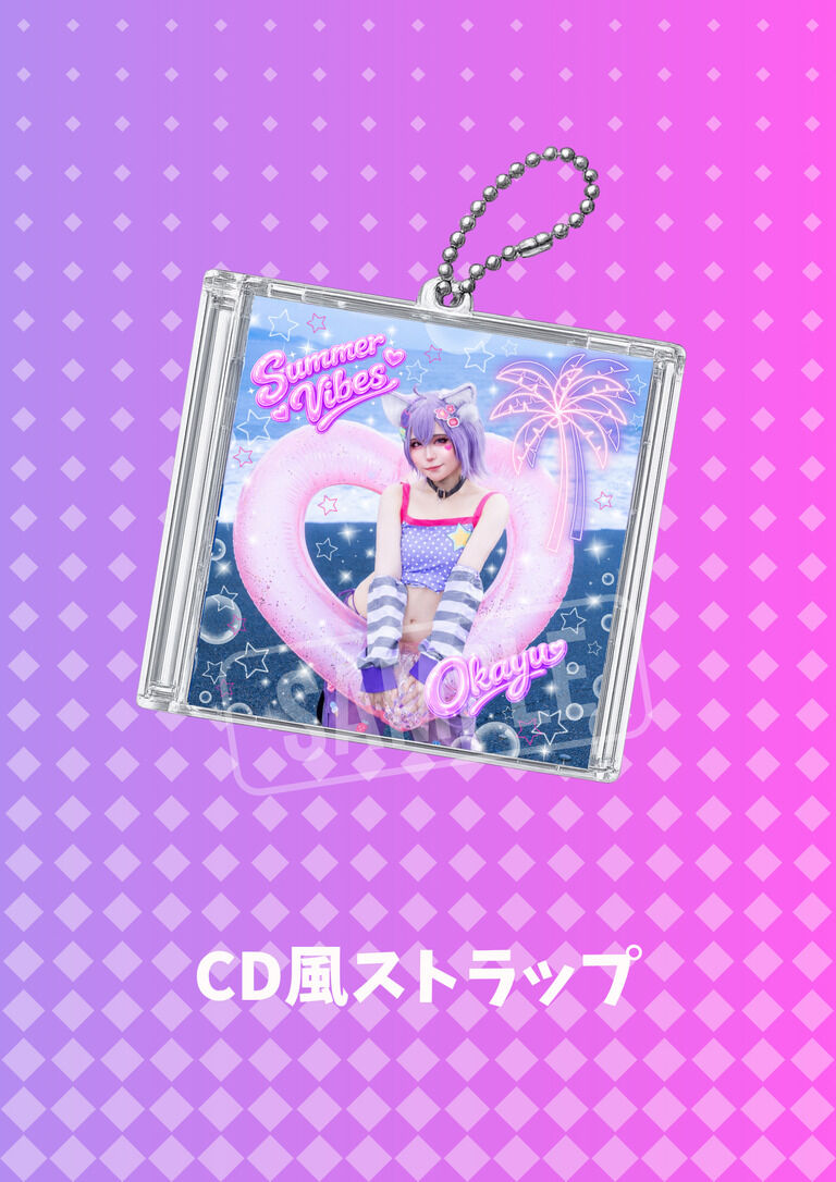 コミケ108 ホロライブ猫又おかゆ CD風ストラップ