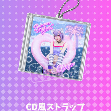 コミケ108 ホロライブ猫又おかゆ CD風ストラップ