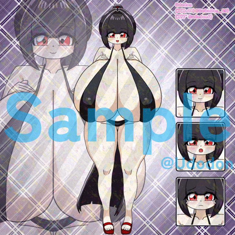 【動く！立ち絵】ぷるんぷるん動く！水着の女の子アニメーション素材集🖤表情3種 【背景透過GIF】