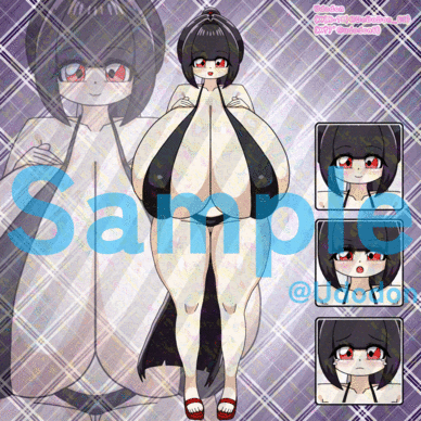【動く！立ち絵】ぷるんぷるん動く！水着の女の子アニメーション素材集🖤表情3種 【背景透過GIF】