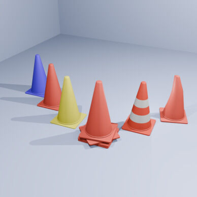 カラーコーン6種(3Dゲームアセット)