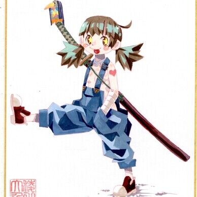 中色紙　フルカラ―　アクリル絵の具仕上げ　全身②