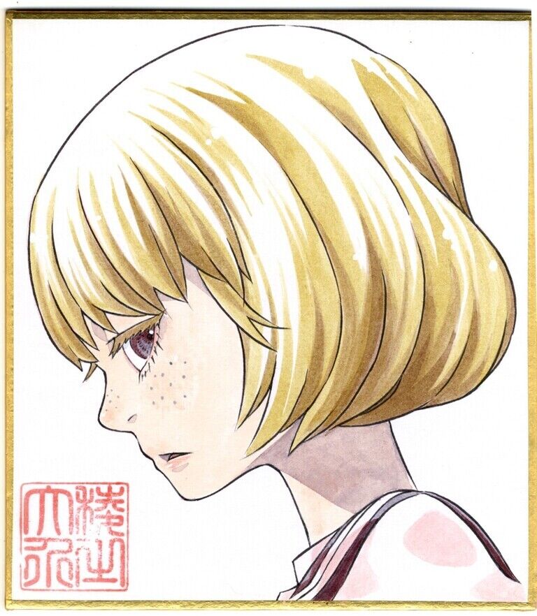 小色紙　フルカラ―　アクリル絵の具仕上げ　横顔