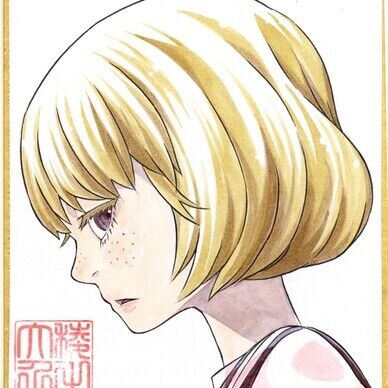 小色紙　フルカラ―　アクリル絵の具仕上げ　横顔