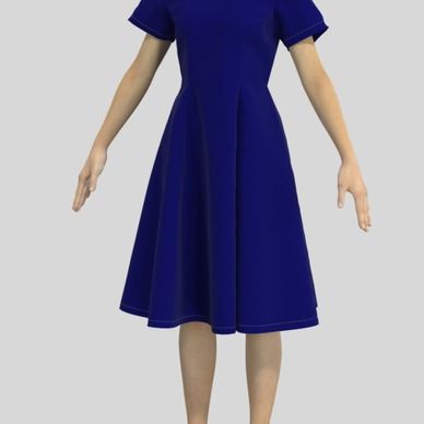 3D半袖ワンピースの服データ