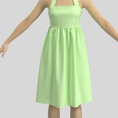 ３Dのウエストのシャーリングワンピの服データ