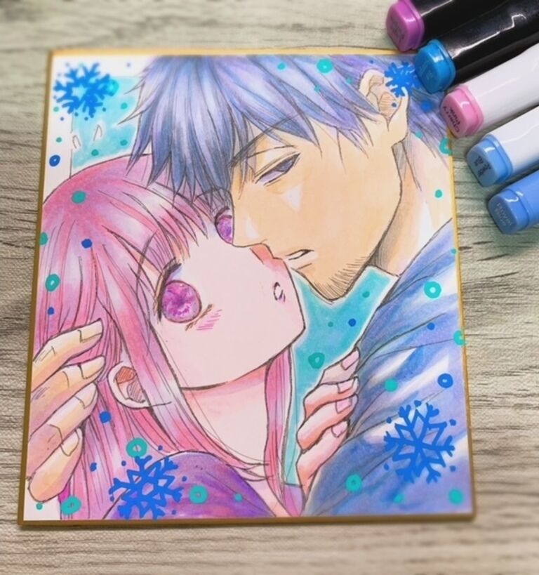 〈冬〉【直筆】描き下ろしアナログ色紙原画【絶倫コーチ/オリジナル】