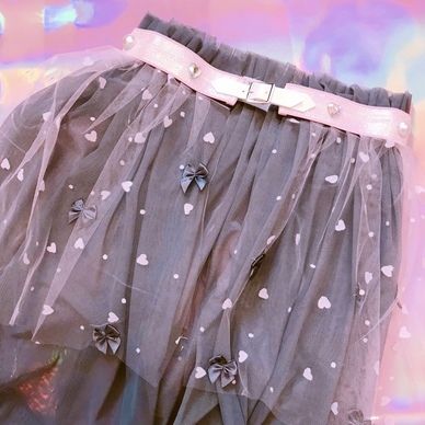 ♡柄チュールロングスカート