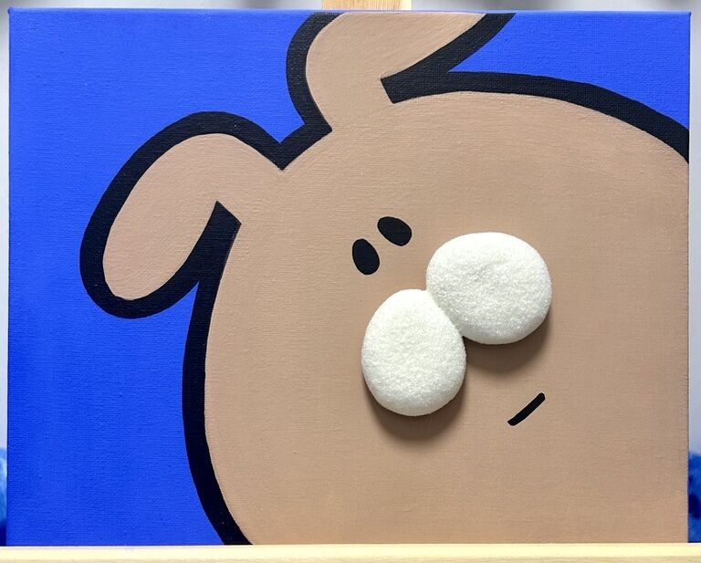 ふぐりちゃん直筆キャンバス画（ロップくん）