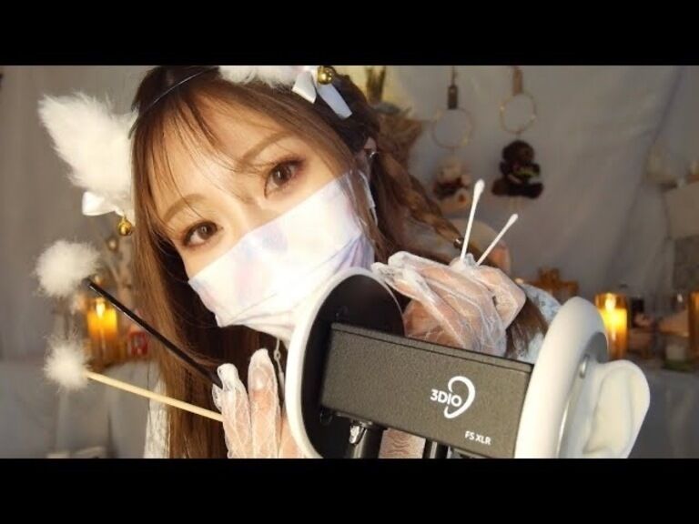 巫女さんの丁寧な両耳かき-綿棒、コットン、梵天- Ear Cleaning