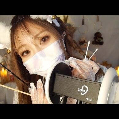 巫女さんの丁寧な両耳かき-綿棒、コットン、梵天- Ear Cleaning
