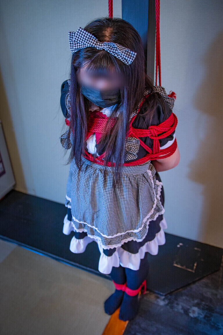 メイド服の女の子が柱に縛り付けられてムチ打たれたり電気ショックの刑に処される(千依)