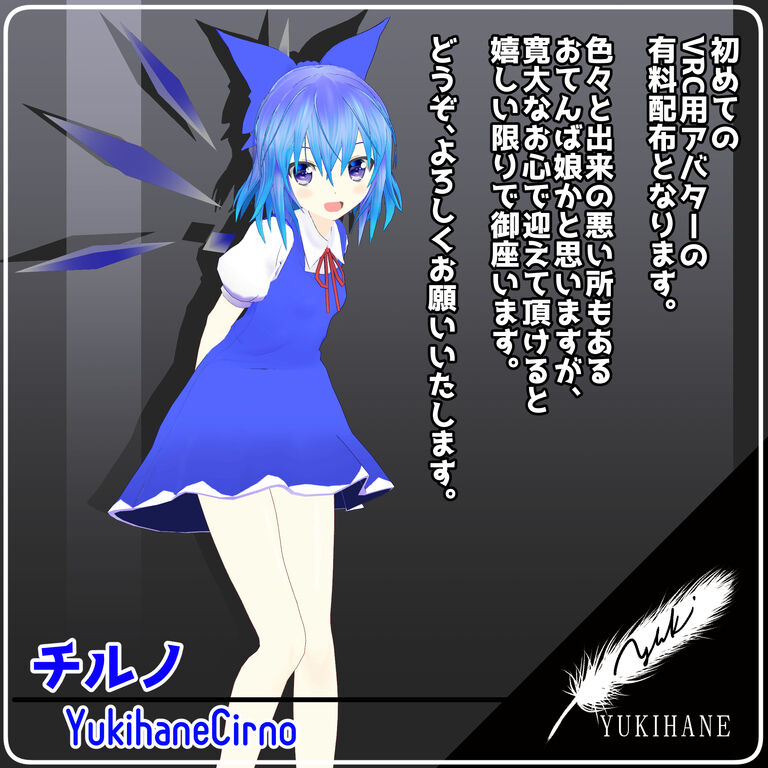 【スペシャル支援様価格】アバター向け3Dモデル ゆきはね式チルノ
