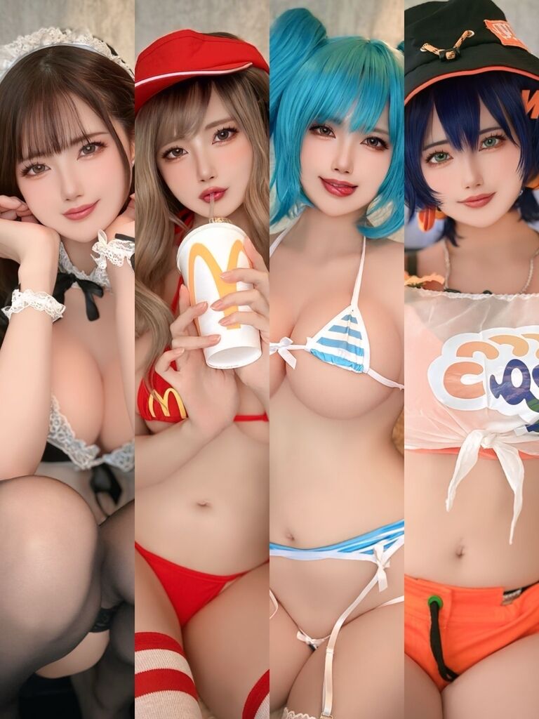 Zenless Zone Zero水着リンちゃん💙🧡マックガール🍟🍔NIKKE水着プリバティ🩵🤍ランダムチェキ➕ランダムブロマイドセット